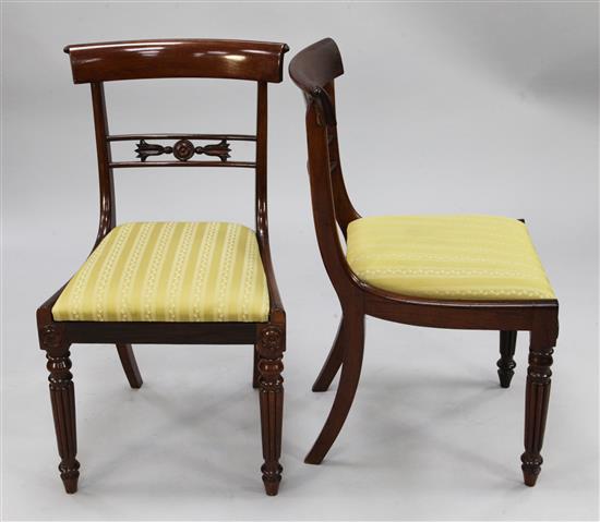 A set of four Regency rosewood dining chairs,